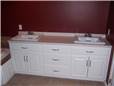 Painted cabinet - Raised panel doors - Standard overlay style - Laminate countertop with drop-in sinks