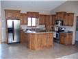 Red oak cabinets - Island with raised bar - Raised panel doors and side panels - Standard overlay style - Laminate countertops