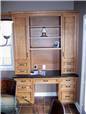 Maple desk with upper display and storage cabinets