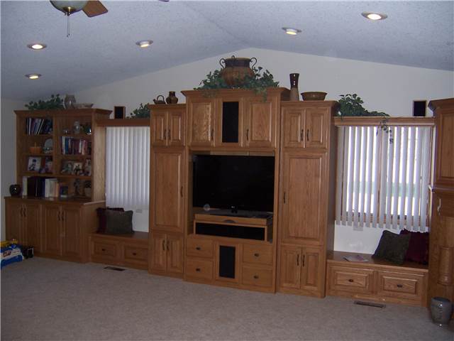 Home theater/bookshelves/storage - stained oak