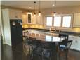 Painted and glazed perimeter cabinets - stained island - laminate countertops