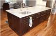 Stained rustic hickory island - Quartz countertop