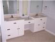 Painted cabinets - Flat panel doors - Standard overlay style - Cultured granite countertops with integral sinks