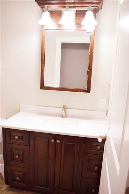 Stained hickory cabinets - Quartz countertop